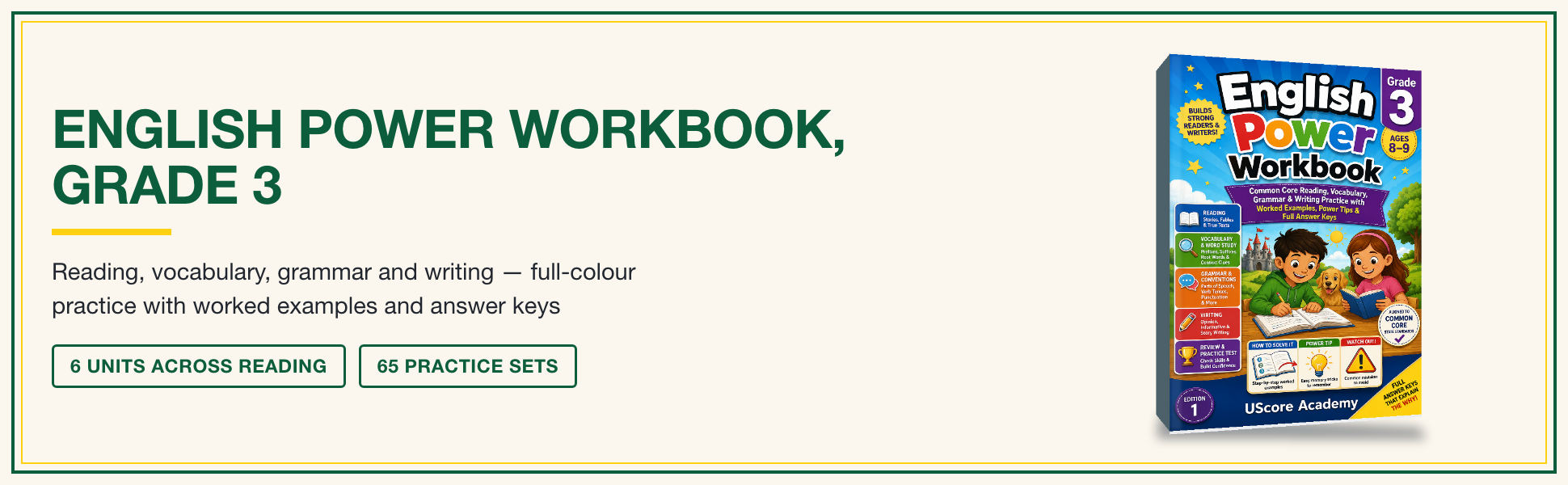 A+ hero module for English Power Workbook, Grade 3